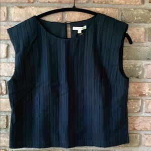 Skies Are Blue Ribbed Fully Lined Black Blouse Small NWT